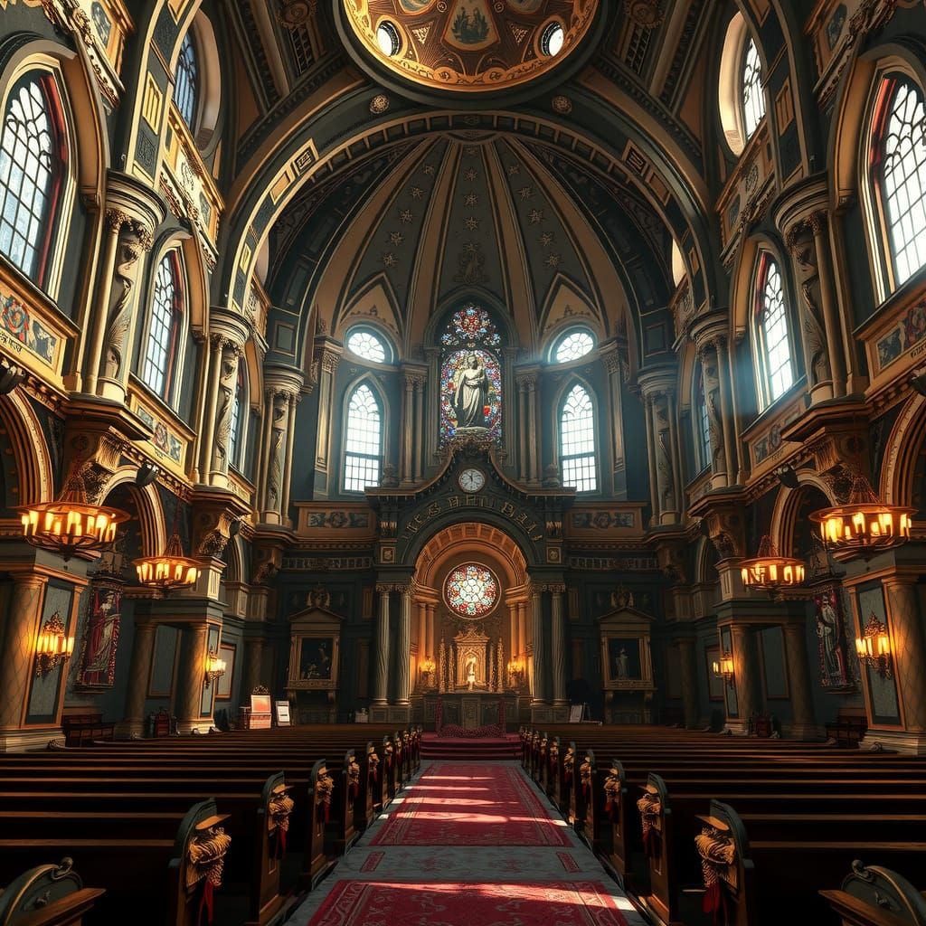 Orthodox Synagogue in 3D Game Cinematic Style