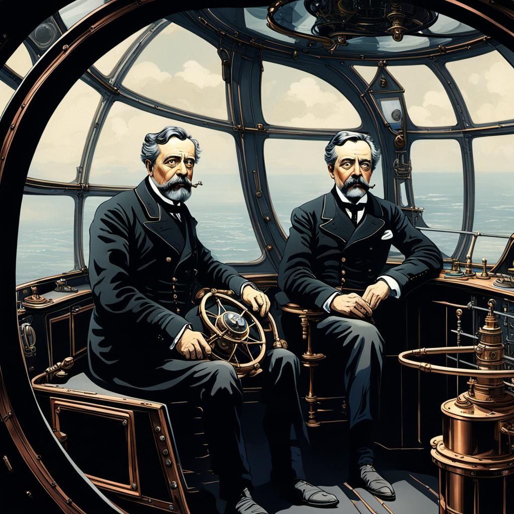 Verne and Wells Aboard the Master of the World