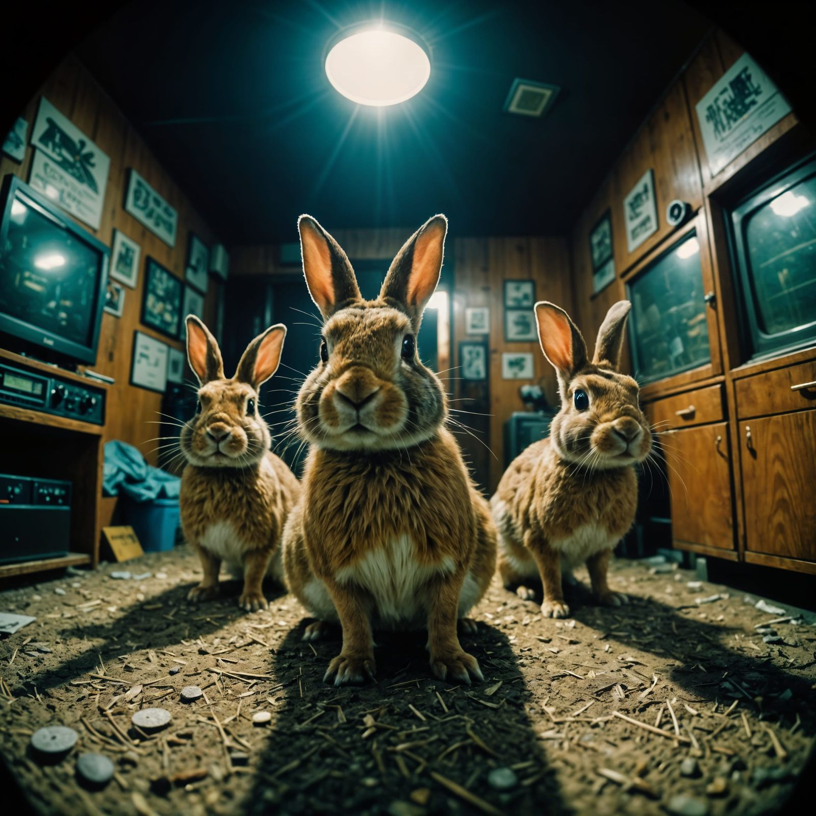 Rabbits Pose for Hiphop Album Cover in Cinematic Style