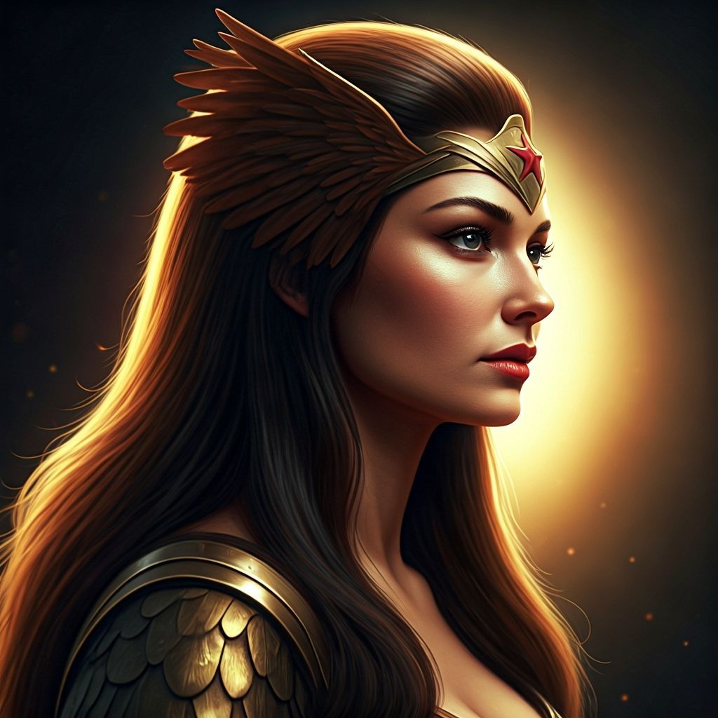 Mona Lisa as Wonder Woman with Faux Hawk