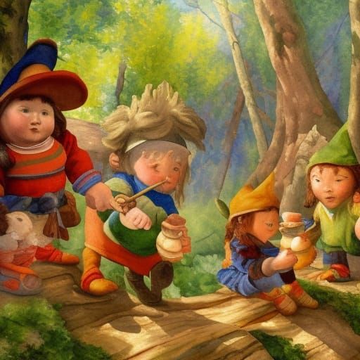 Keebler Elves in Epic Impressionist Gouache Masterpiece