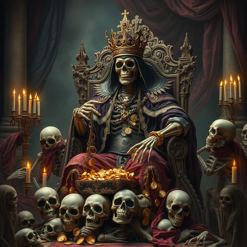 Ethereal Skeleton Pirate King in Renaissance Splendor