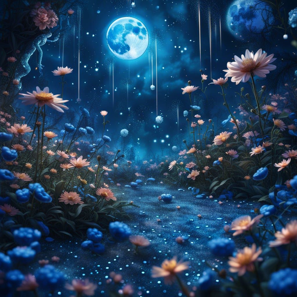 Enchanted Space Garden with Fairies, Detailed Matte Painting