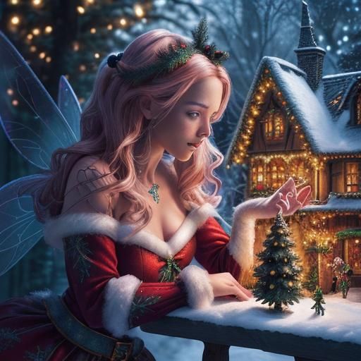 Magical Christmas Wonderland in Hyperrealistic Splash Art