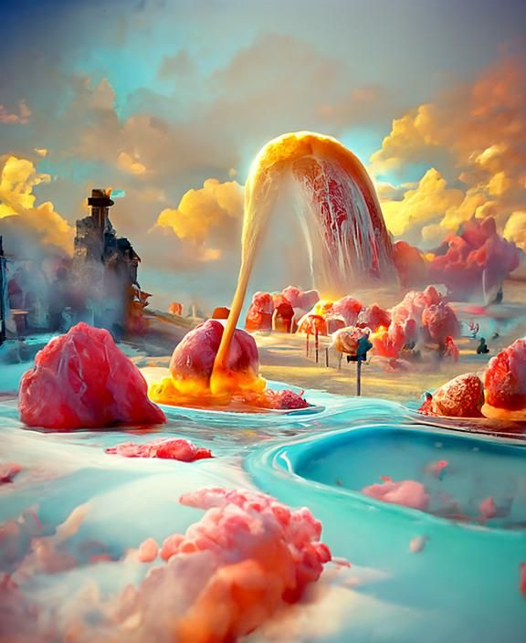 SodaPunk Landscape with Bubbling Geysers