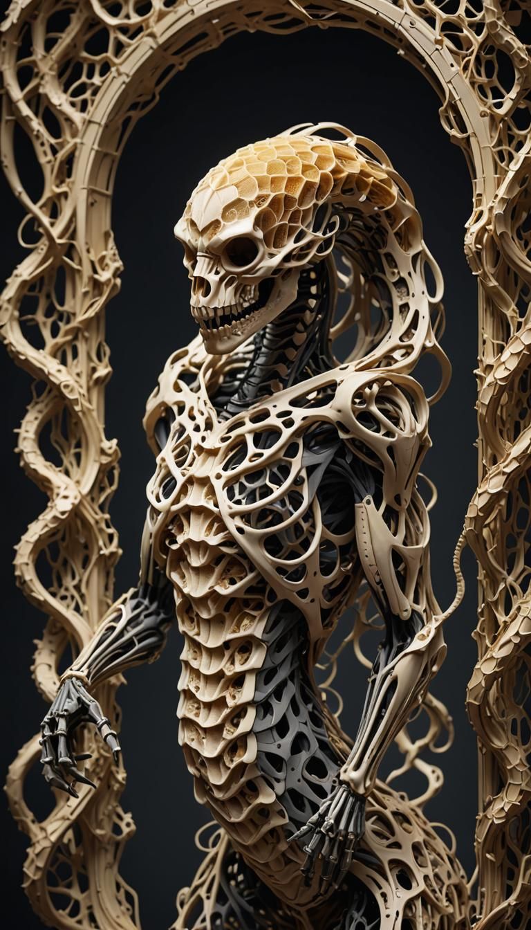 Honeycomb Snake Skeleton: Macabre, Ethereal, Eldritch