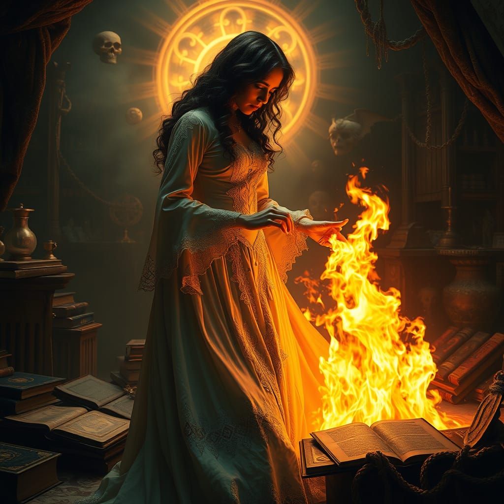 Victorian Sorceress Ignites Dark Magic
