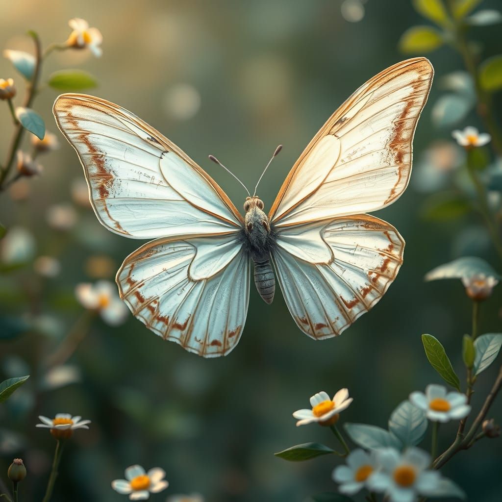 Dreamlike Portrait of a Madeiran Large White Butterfly