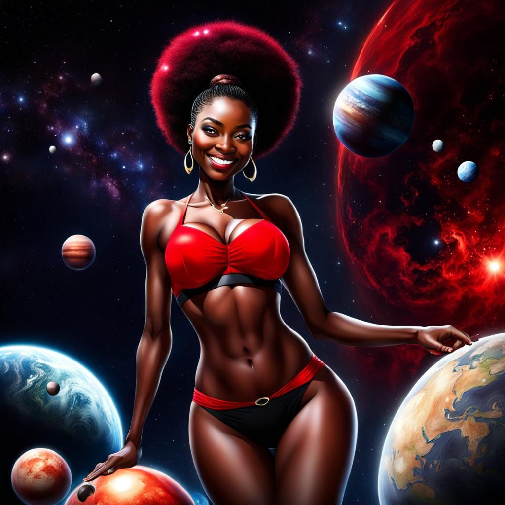 Ebony Giantess with Planets