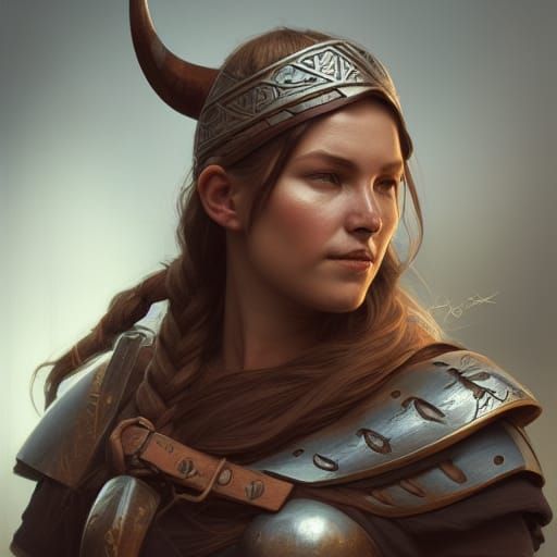 Viking Warrior Portrait in Hyperdetailed Splash Art Style