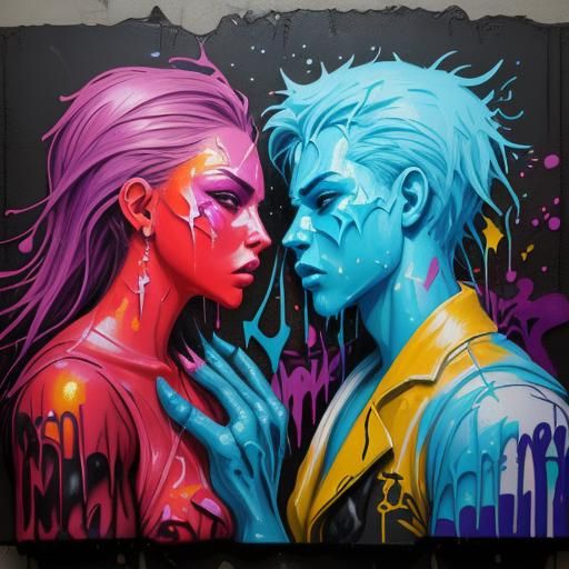 Forbidden Love Graffiti Art in Street Style