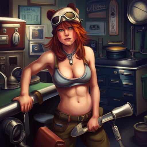 Furry Bear Mechanic: Hybrid Character Art