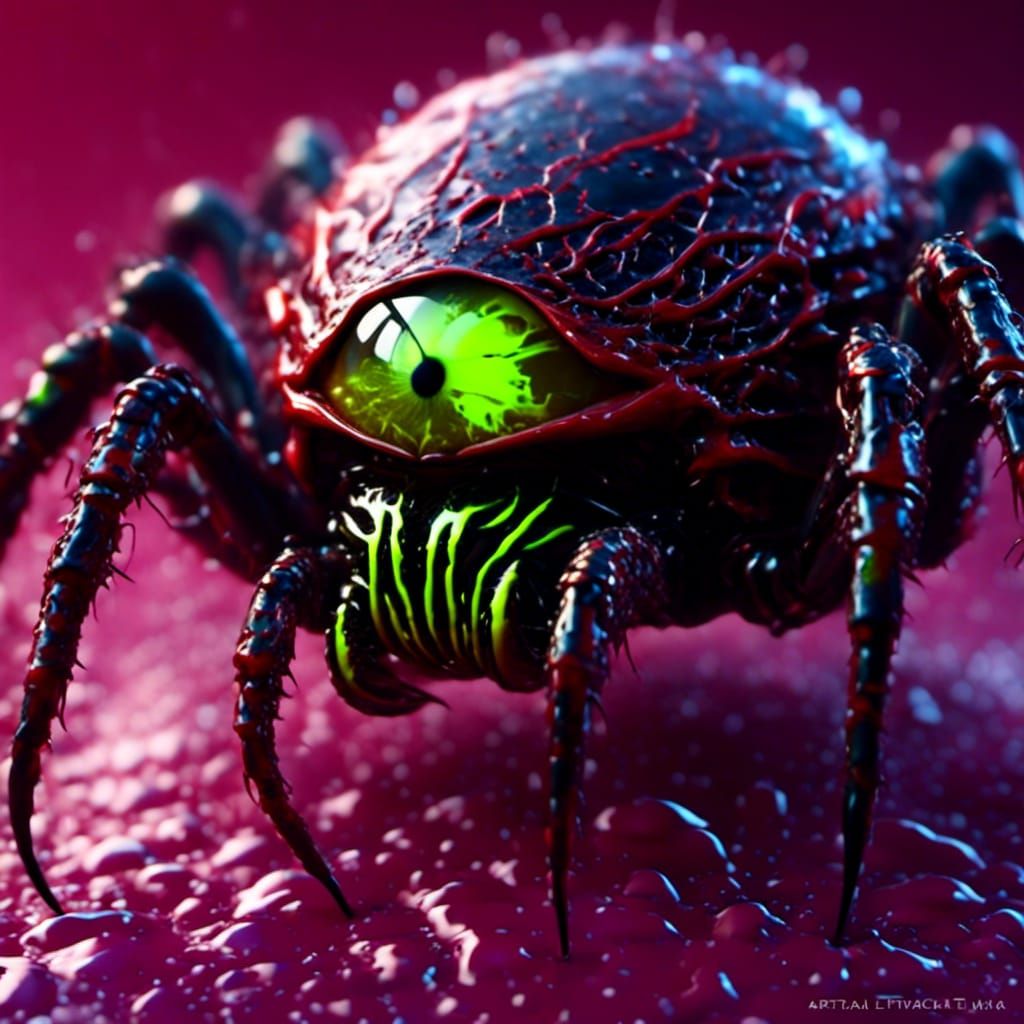 Detailed Creepy Eye with Neon Cracks