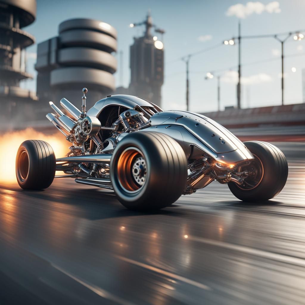 Futuristic Sci-Fi Drag Racer in Motion