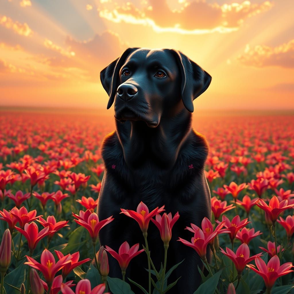 Labrador Retriever-Torch Lily Hybrid in Anime Style