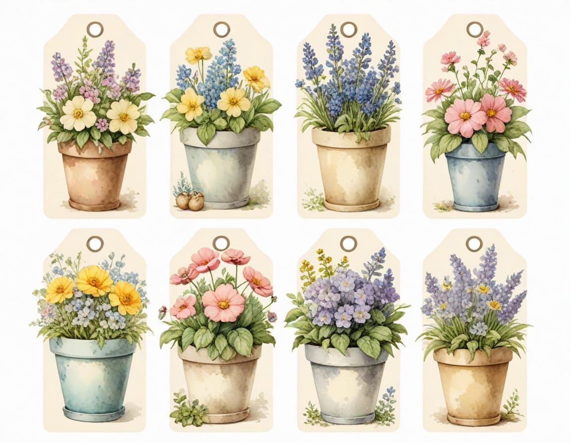 Beatrix Potter Garden Tags in Watercolor Style