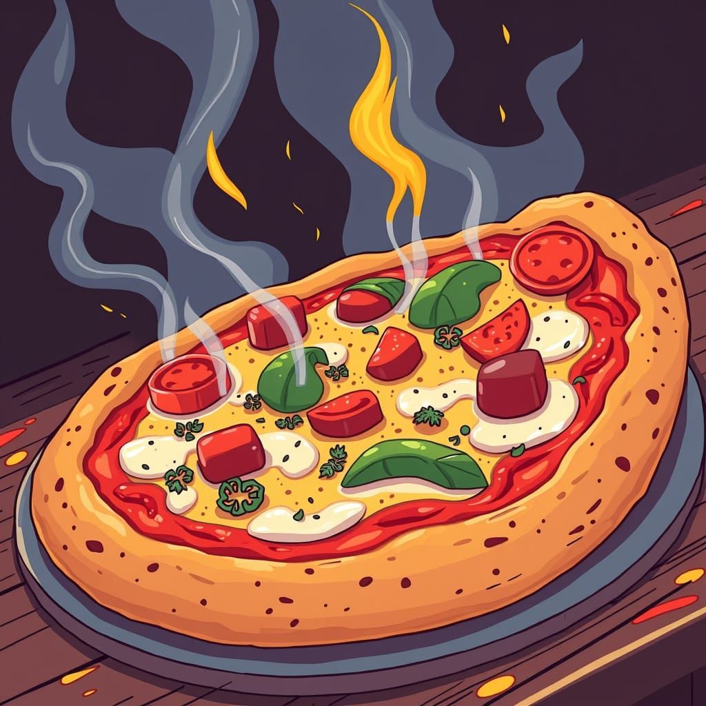 Savory Pizza with Mozzarella in a Bold Style