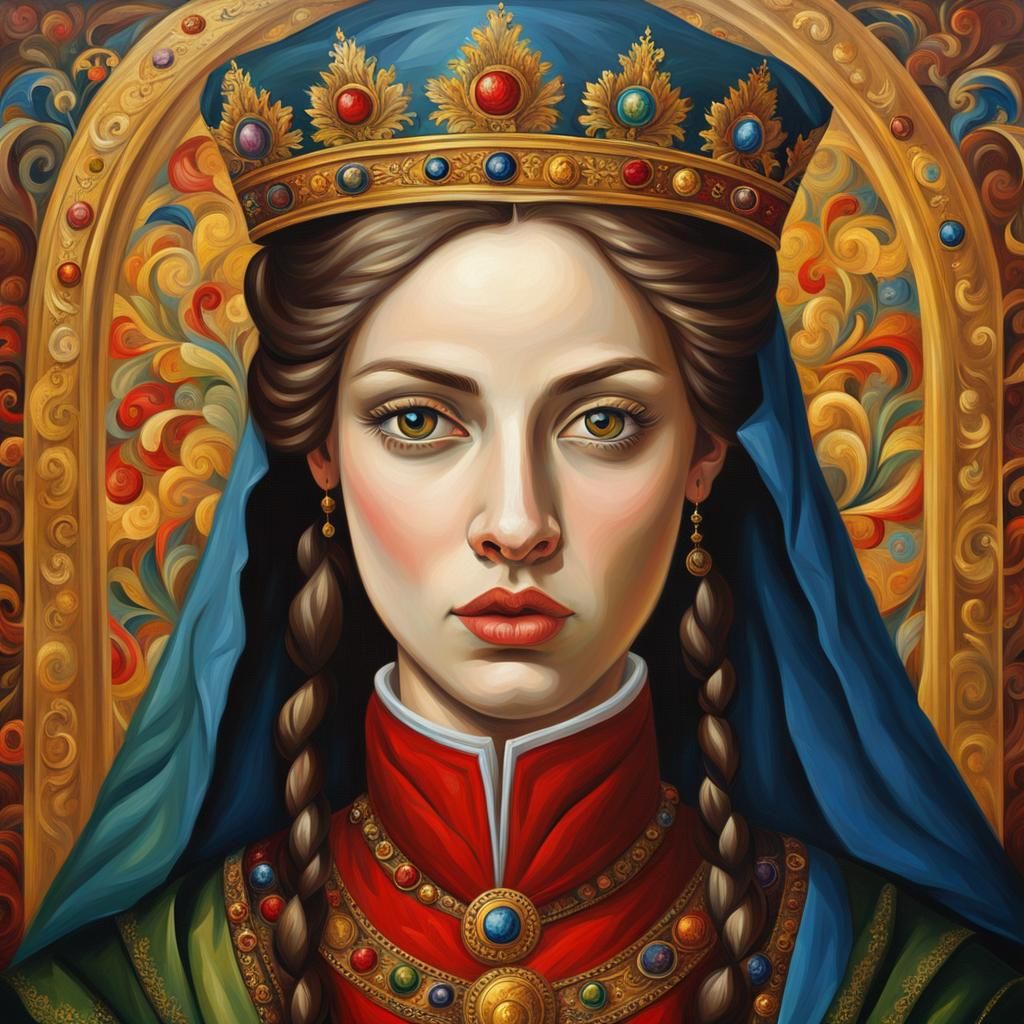 Ironic Medieval Princess Portrait in Oil