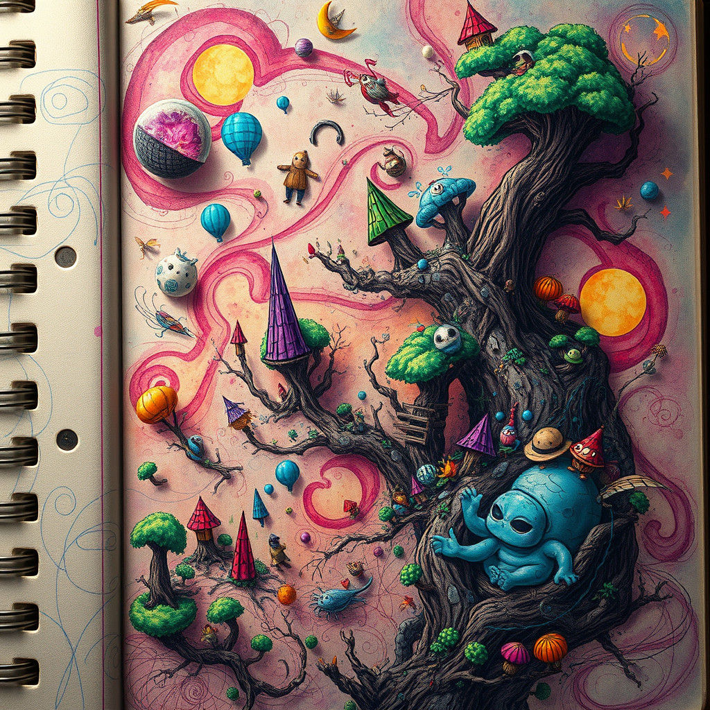 Living Worlds Emerge from Notebook Page