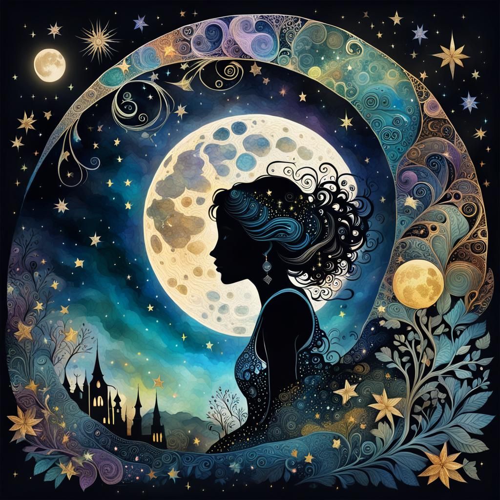 Magical Night: Dreams in Double Exposure Collage Art