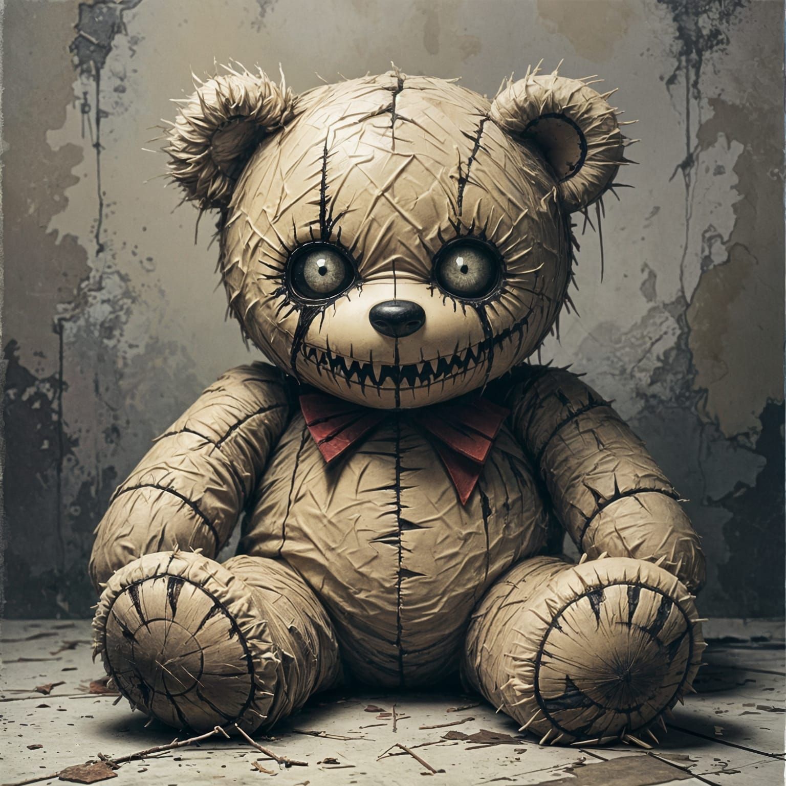 Sinister Stuffed Toy with Distorted Features