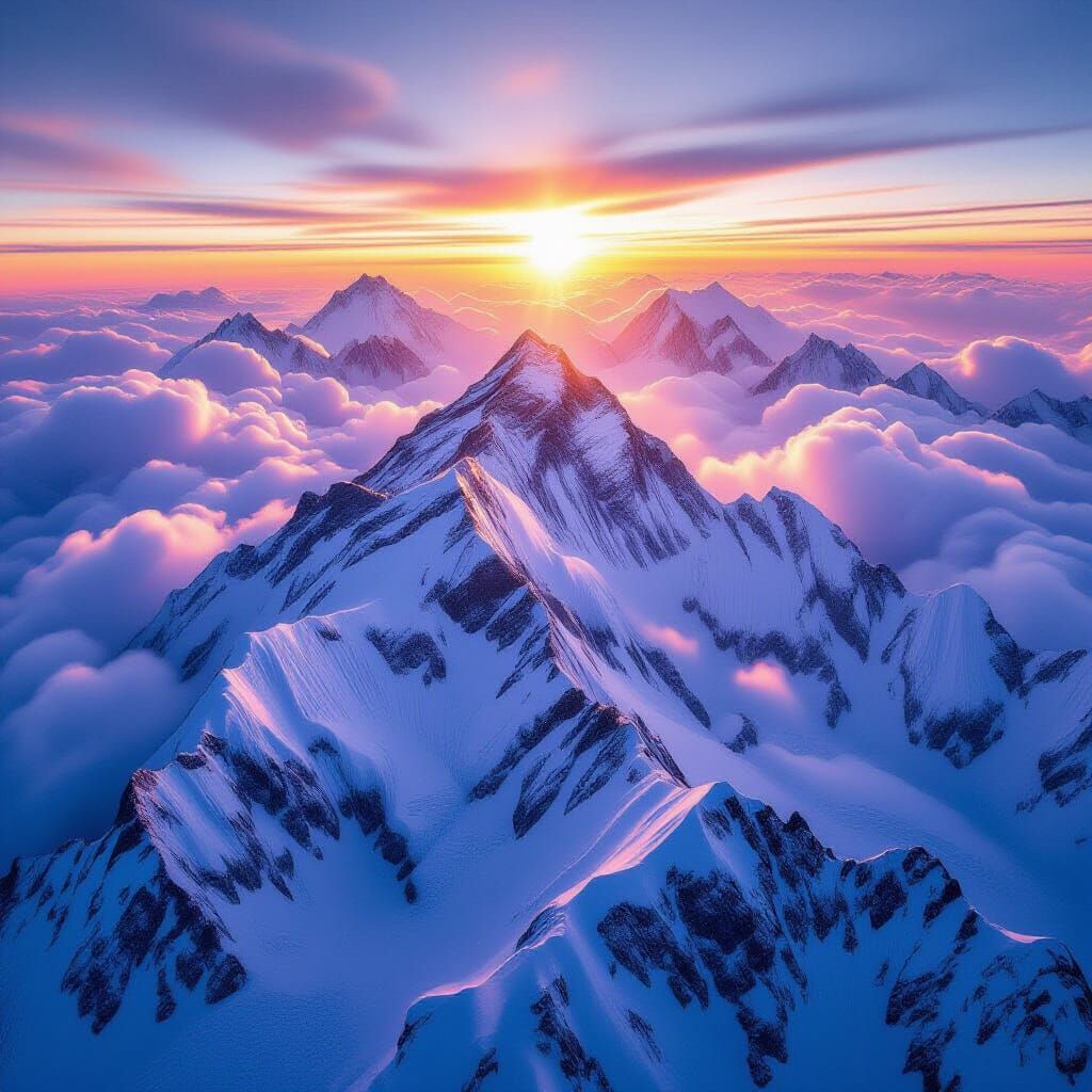 Majestic Aerial Sunrise Over Mount Everest