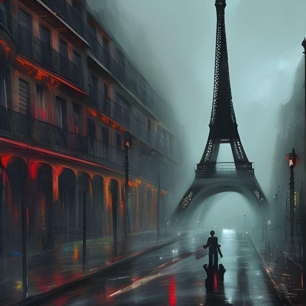 Apocalyptic Paris Cityscape with Overgrown Vegetation