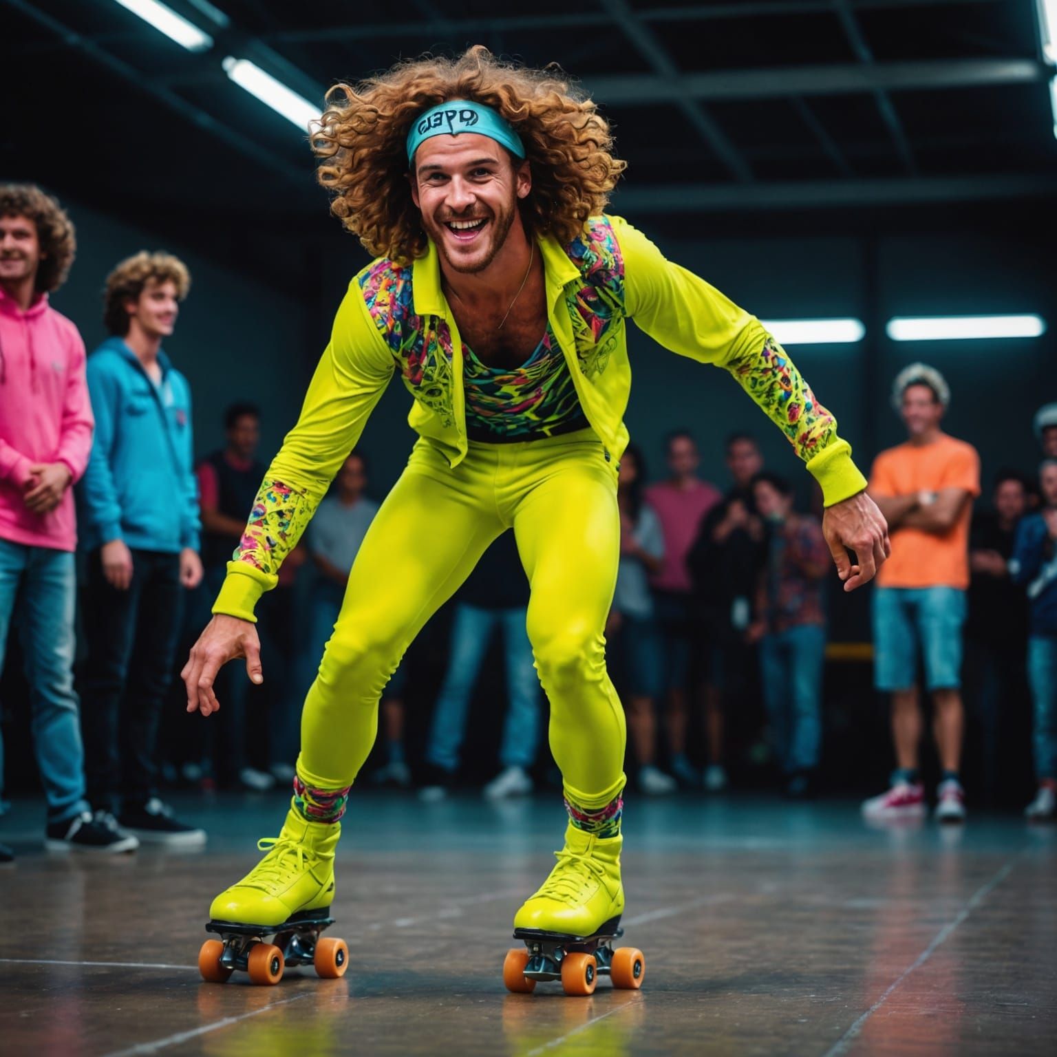 80s Roller Skater Stunt in Hyperrealistic Detail