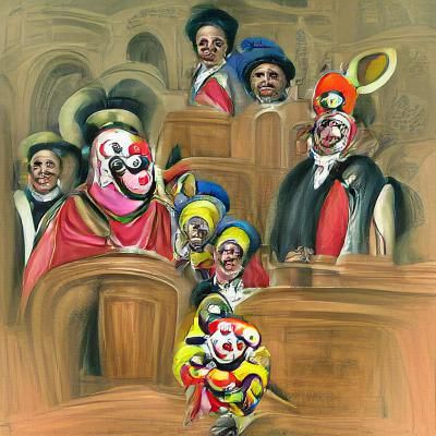 Whimsical Gathering of Jesters and Clowns