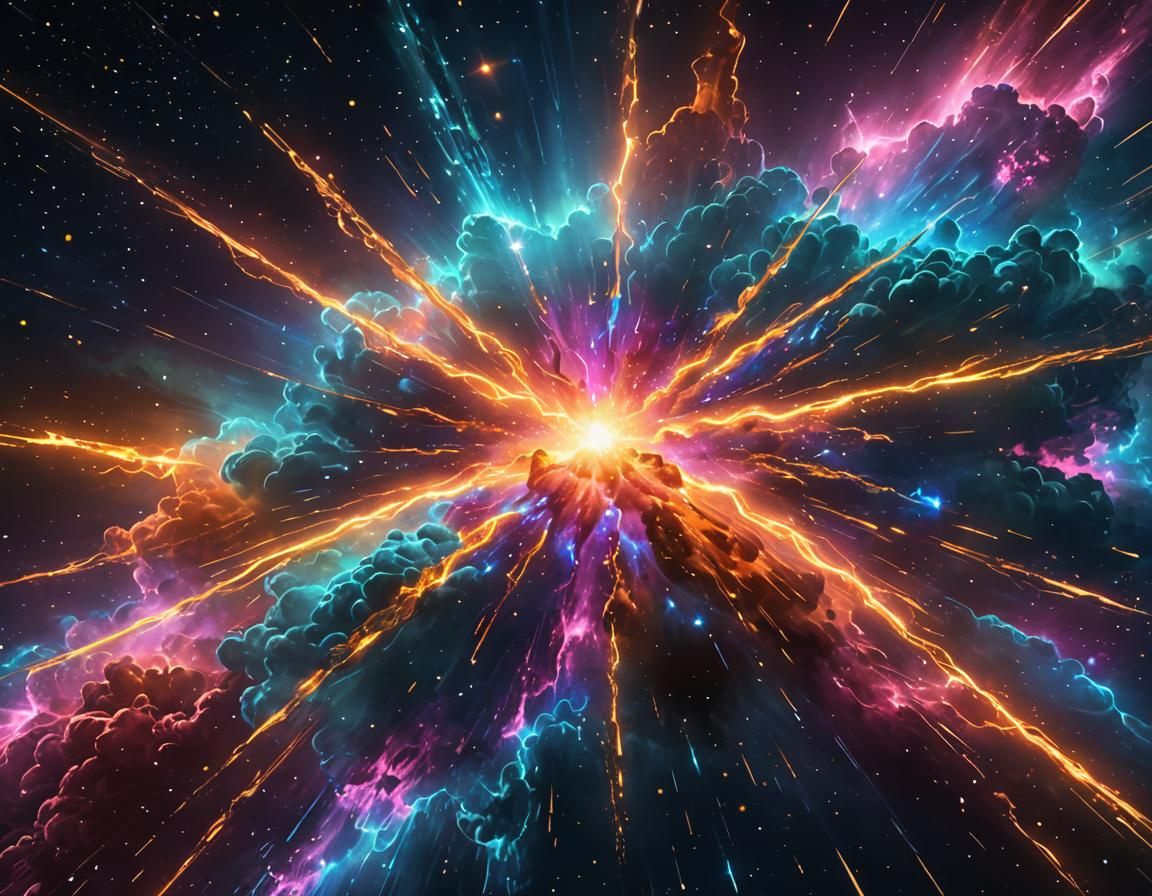 Radiant Star Burst in Neon Nebula