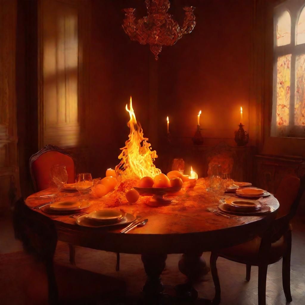 Fiery Still Life in Dreamlike Setting
