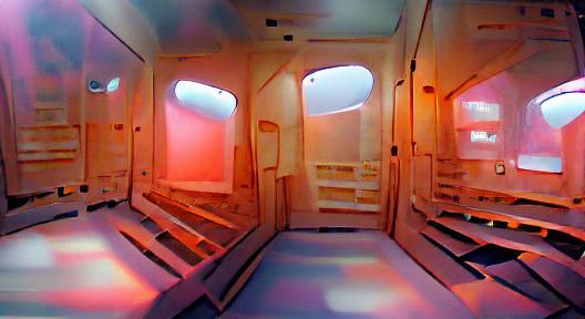 Sterile Spaceship Interior with Volumetric Lighting