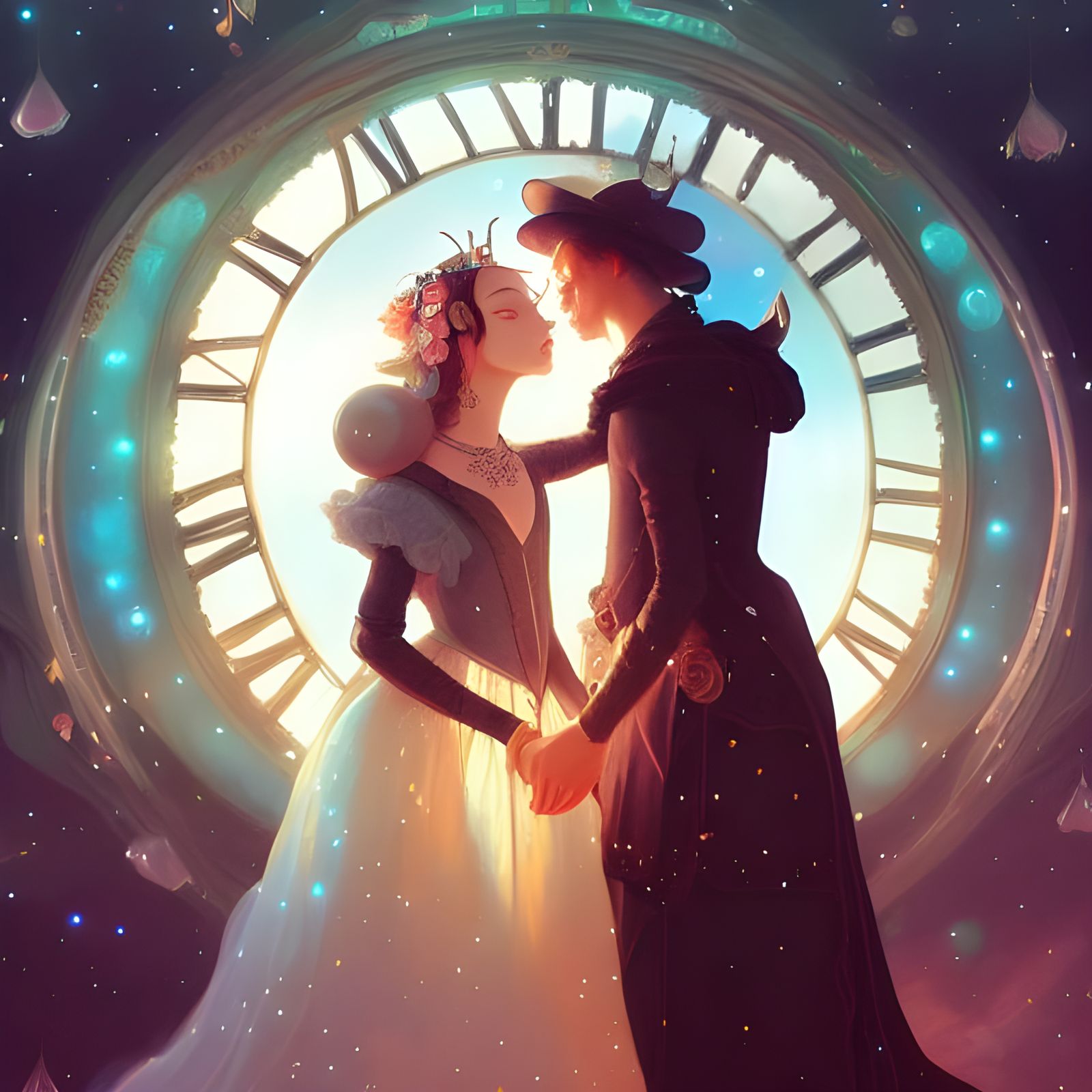 Clockpunk Renaissance Couple in Crystal Starlight