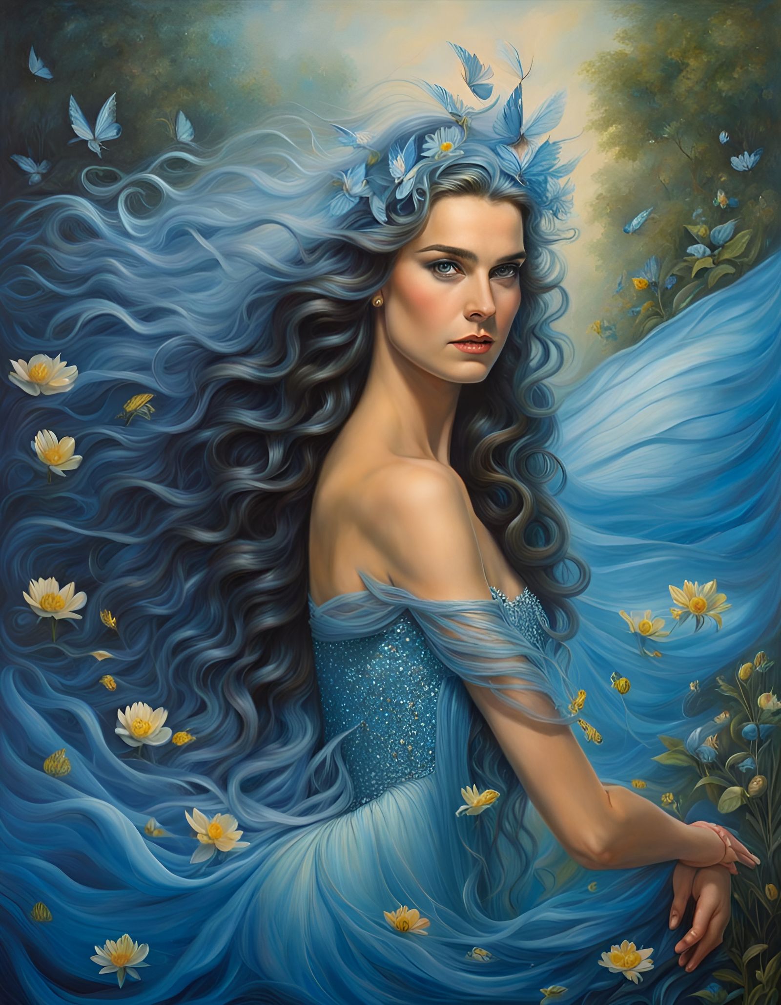 Brooke Shields as Water Fairy: Oil Painting