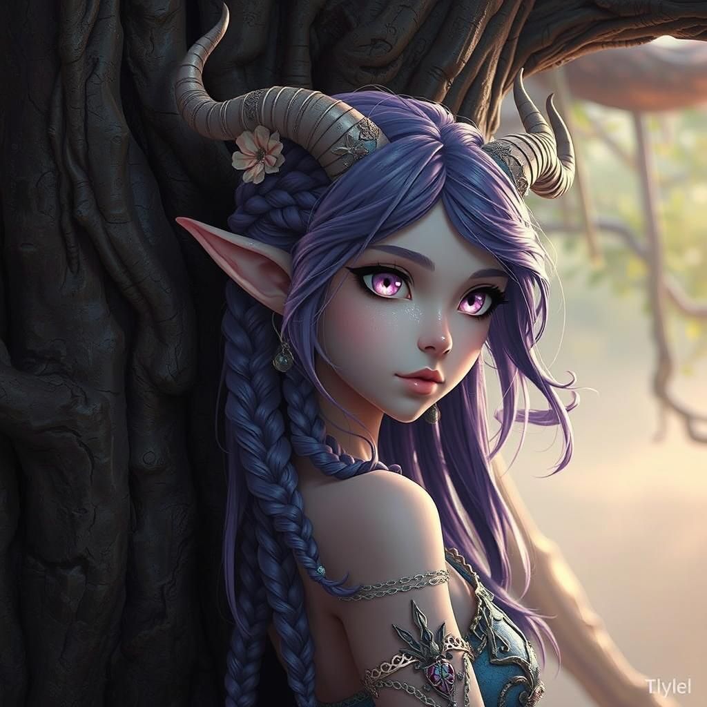Anime Satyr Girl Portrait in Fantasy Style