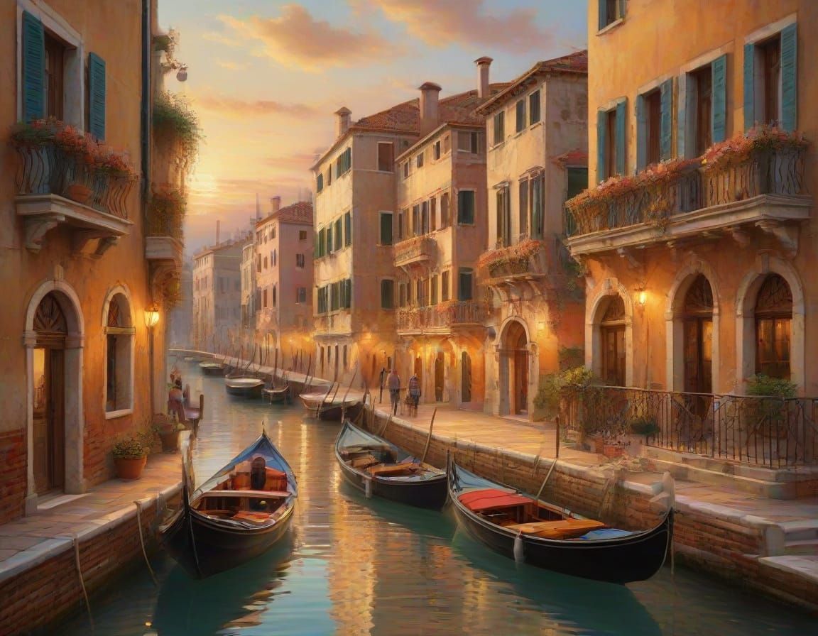 Serenely Charming Venice Village at Sunset