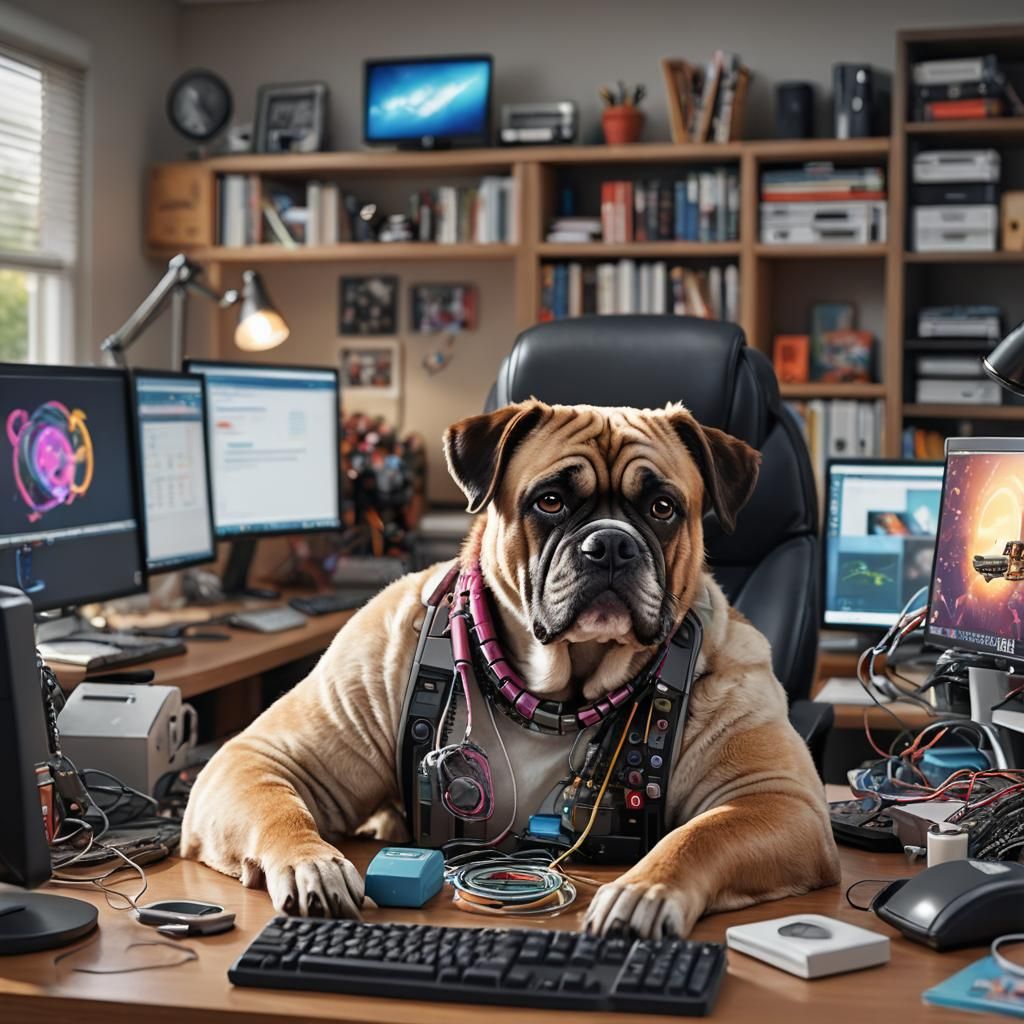 Boomer's Home Office in Hyperrealistic Digital Art