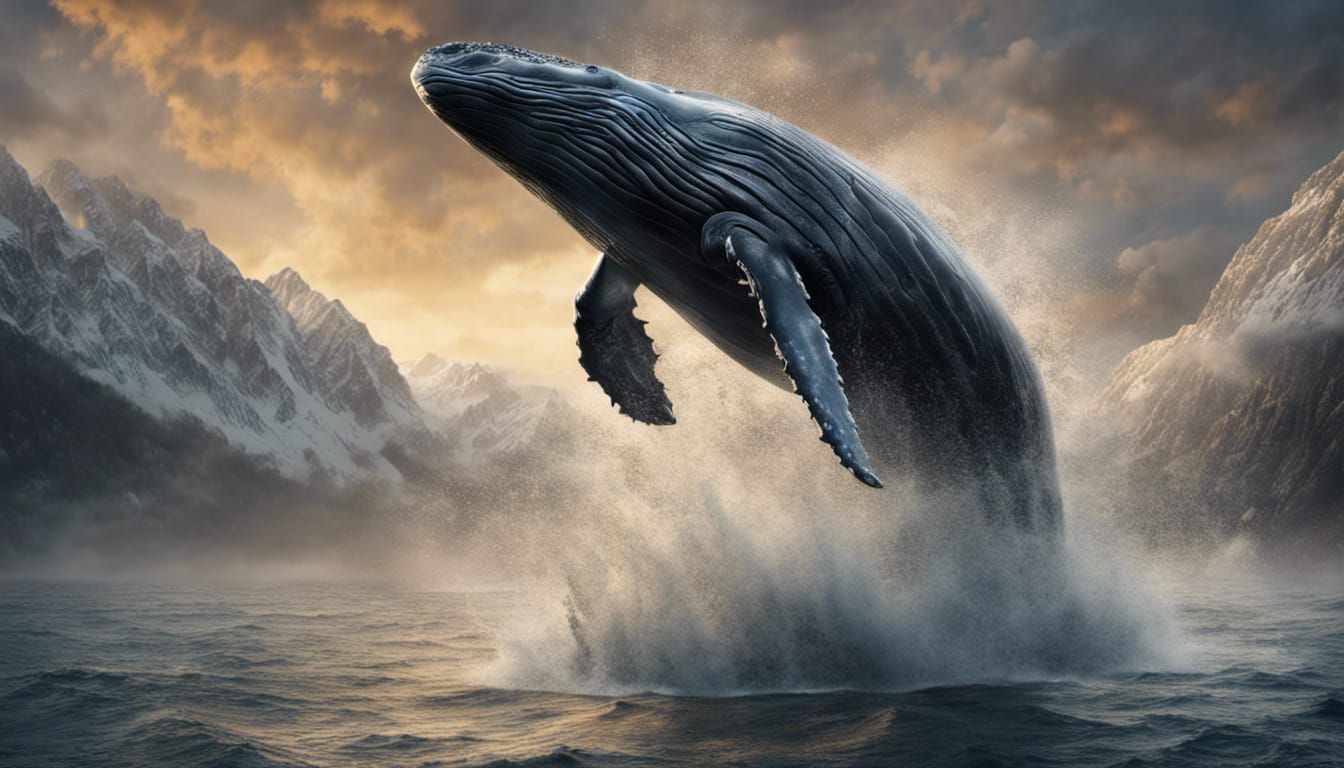 Epic Humpback Whale Leaping: Digital Matte Painting