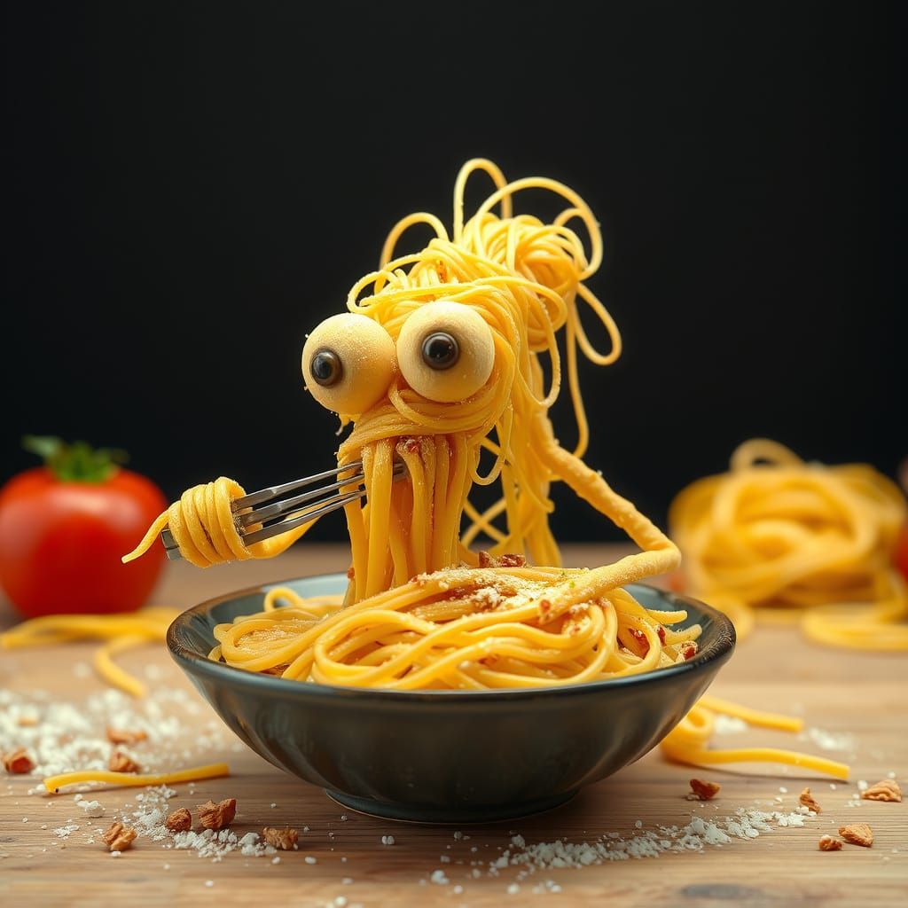 Pasta Monster Eating Pasta: A Whimsical Creation