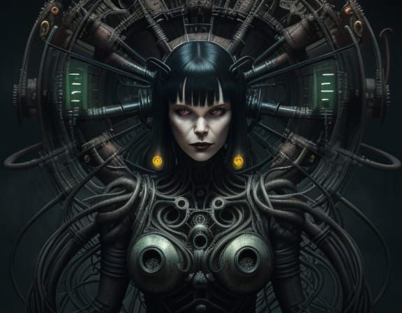 Betty Page Transformed into Dark Art Nouveau Demoness with B...