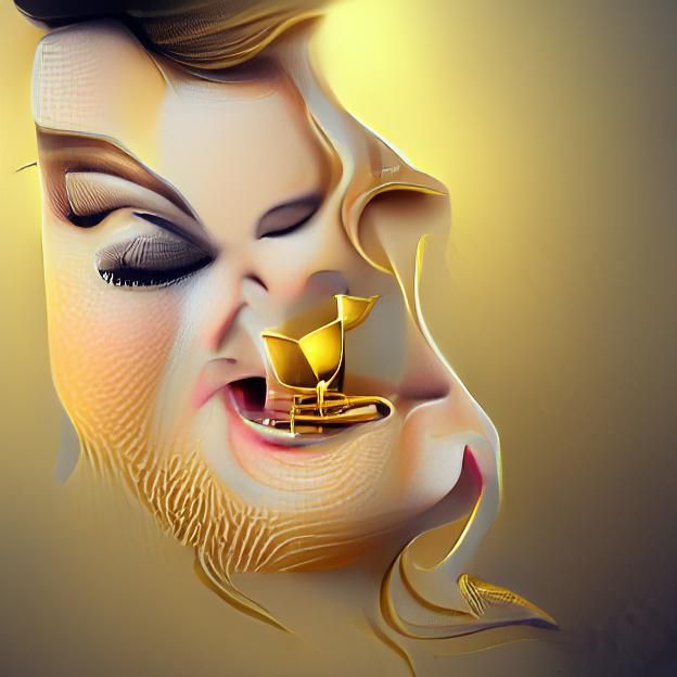 Liquid Gold Opera Singer 3D Render