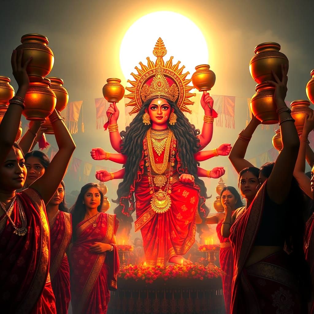 Durga Puja Festival: Women in Red Saris