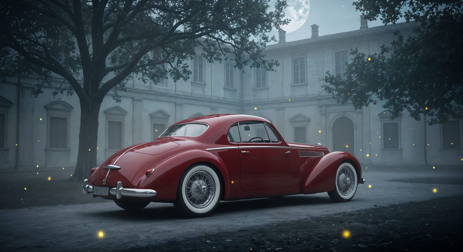 1939 Alfa Romeo Coupé in Foggy Italian Courtyard