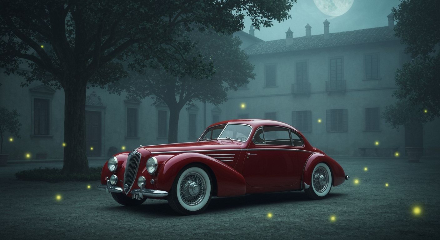 1939 Alfa Romeo Coupe in Foggy Italian Courtyard