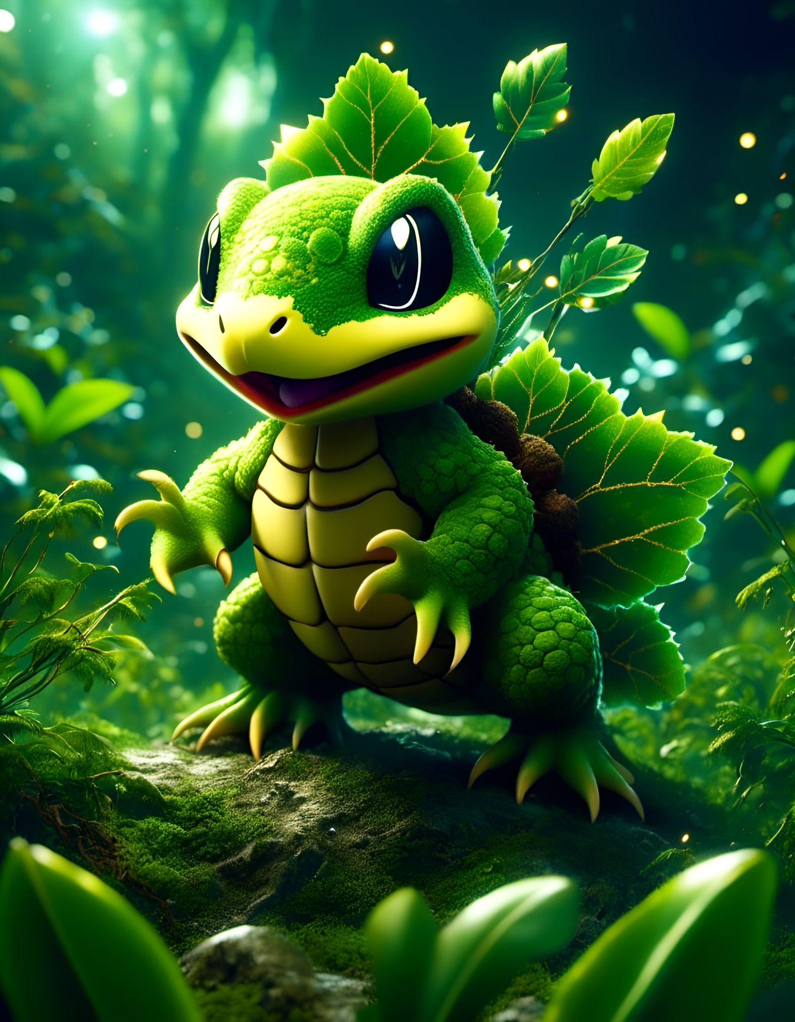 Detailed Digital Art of Turtwig Pokemon