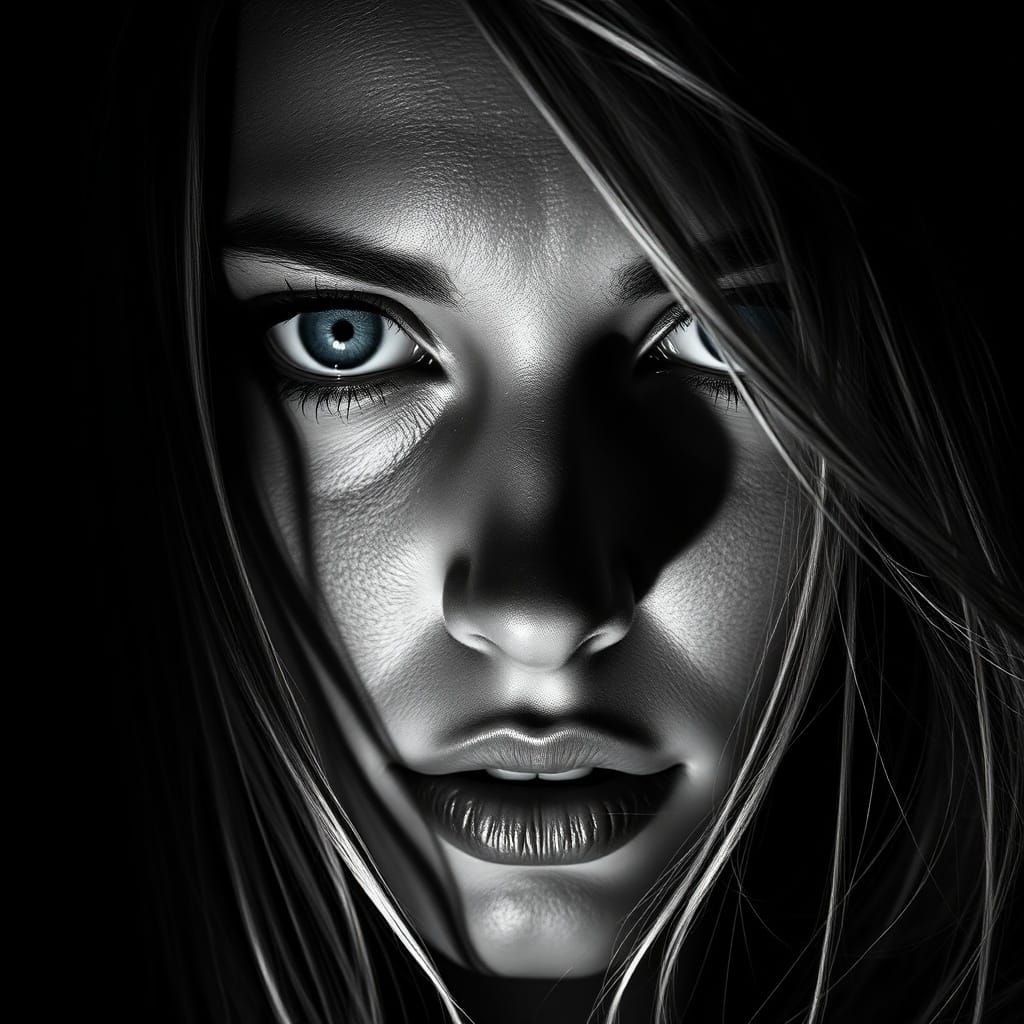 Intense Blue Eyes Portrait with Color Isolation