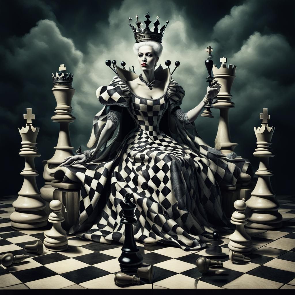 Surreal Chess Queen Commands the Board
