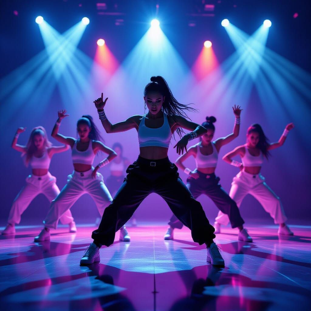 Energetic Ipop Dancers on Neon Stage