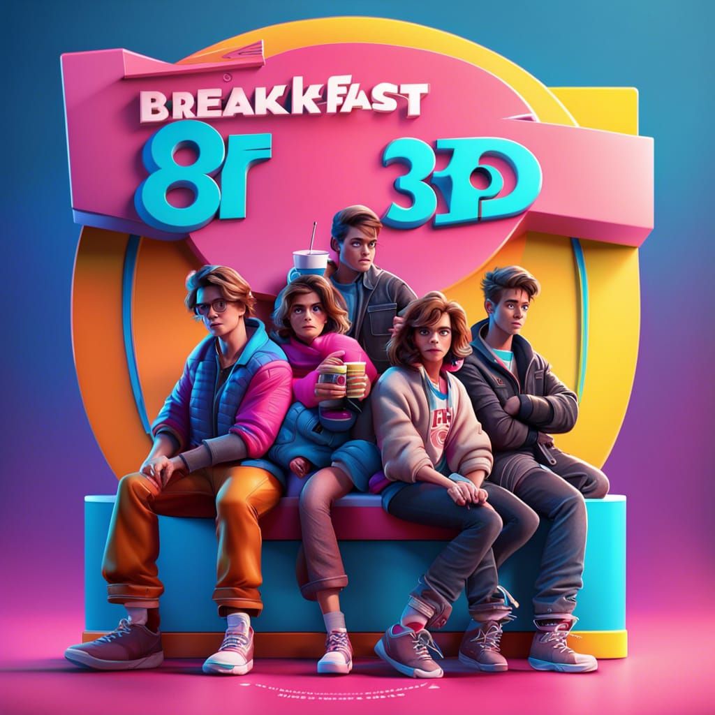 The Breakfast Club: Pixar-Style 3D Movie Poster
