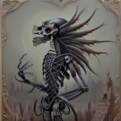 Witchy Skeleton Woman Digital Art